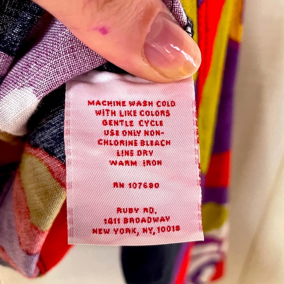 Ruby Rd Purple Red Orange Abstract Design Linen Blend Button Front Jacket Sz 12 - Picture 4 of 8